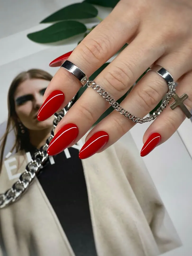 Red gel manicure - View Spa Aventura