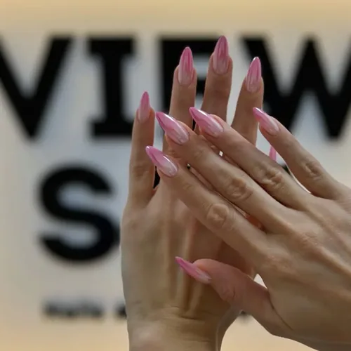 Pink chrome nails at View Spa Aventura
