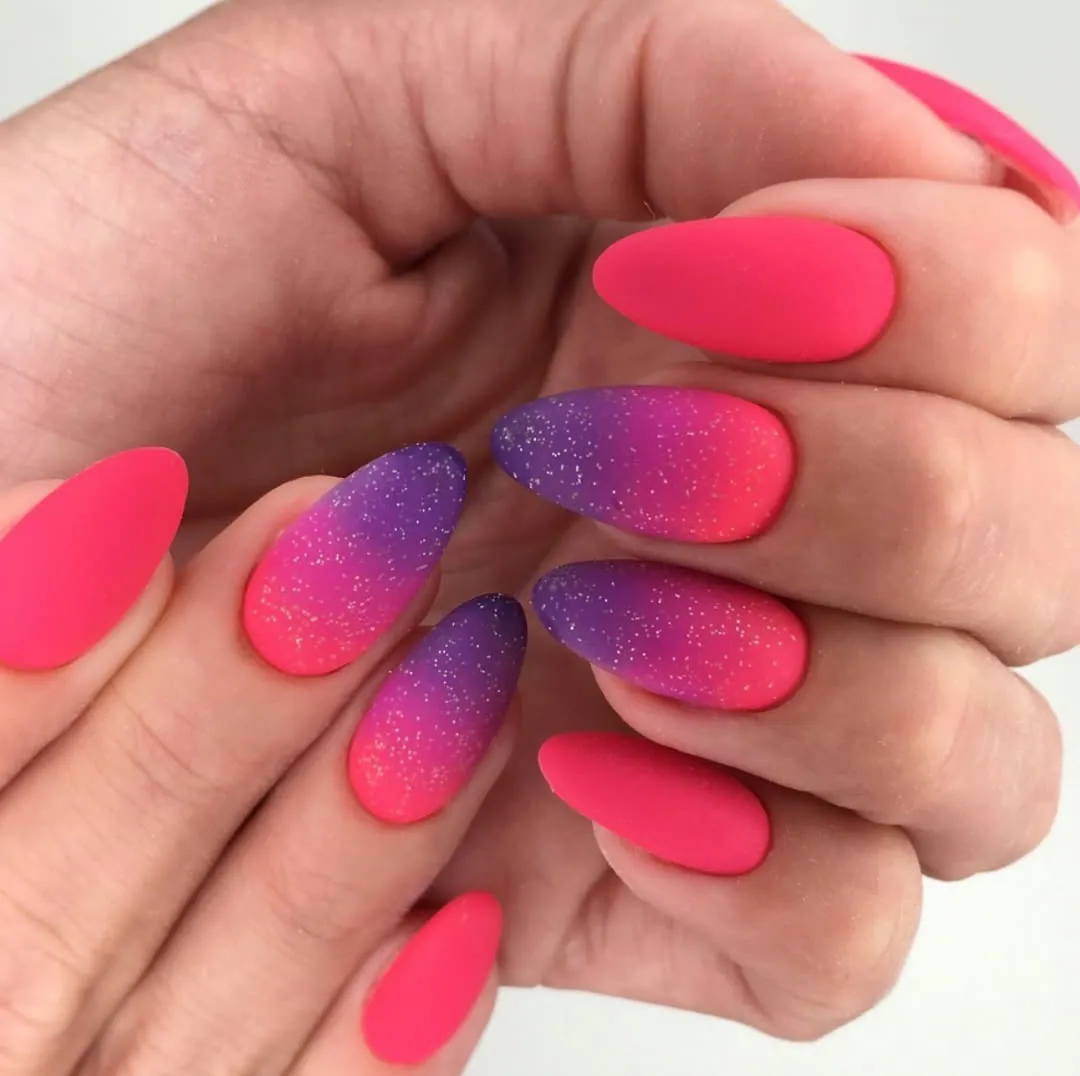 Neon pink ombré nails - View Spa Aventura
